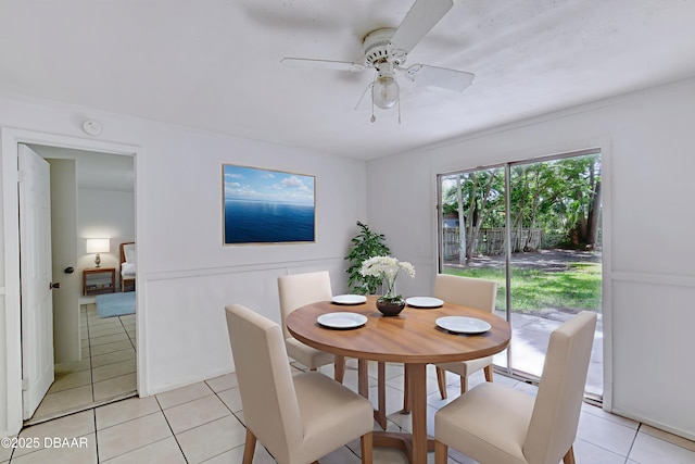 607 Marlene Dr, Holly Hill, FL 32117 - dining area with light tile patterned floors and a ceiling fan