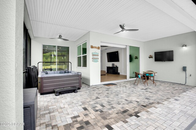 281 Compass Rose Dr, Daytona Beach, FL 32124 - view of patio with a ceiling fan and a hot tub
