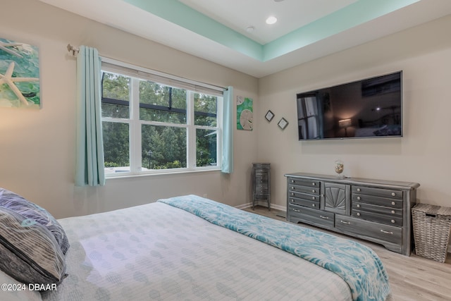 bedroom with light hardwood / wood-style flooring