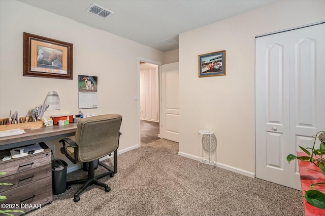 office area featuring carpet floors