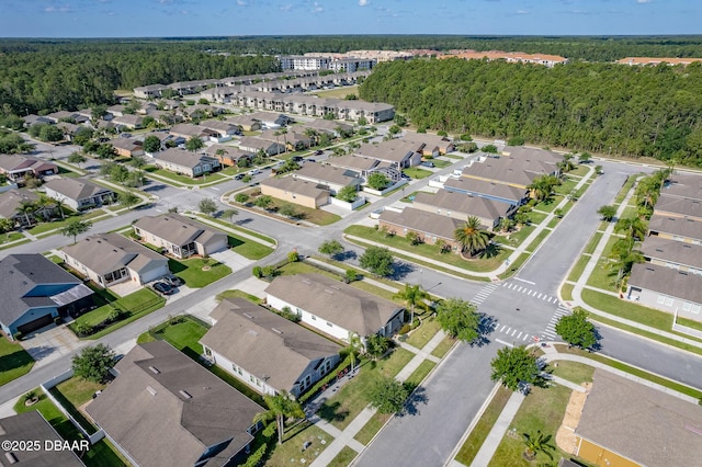 3328 Marsili Ave, New Smyrna Beach, FL 32168 - birds eye view of property featuring a view of trees and a residential view