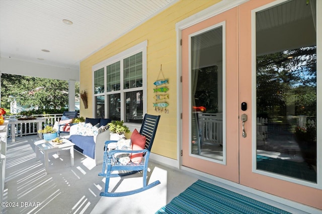 view of patio featuring a porch