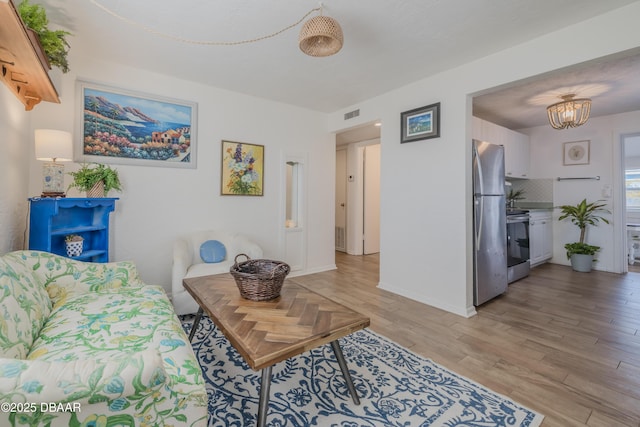 living room featuring light hardwood / wood-style flooring