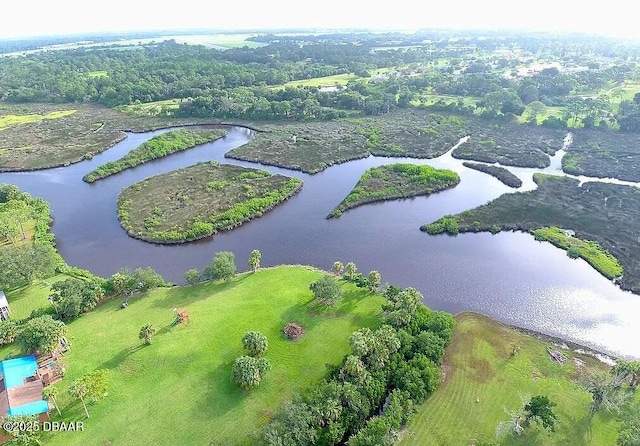 bird's eye view featuring a water view