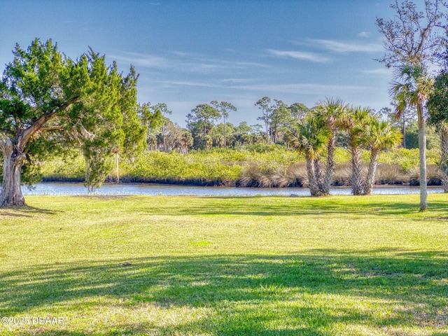 view of home's community featuring a yard and a water view