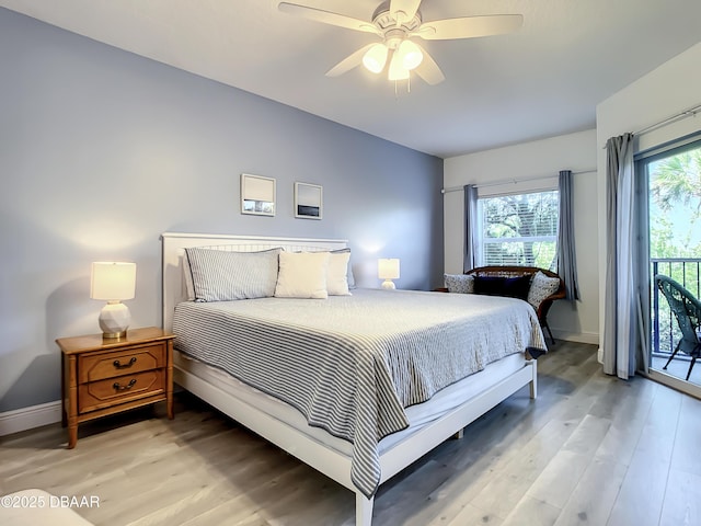 5300 S Atlantic Ave Unit 10-205, New Smyrna Beach, FL 32168 - bedroom with access to exterior, light wood-style flooring, and baseboards