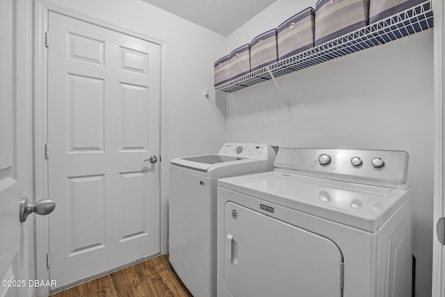 43 Pergola Pl, Ormond Beach, FL 32174 - washroom with dark wood finished floors, independent washer and dryer, a textured ceiling, and laundry area