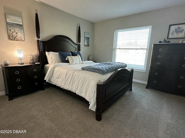 bedroom with light carpet