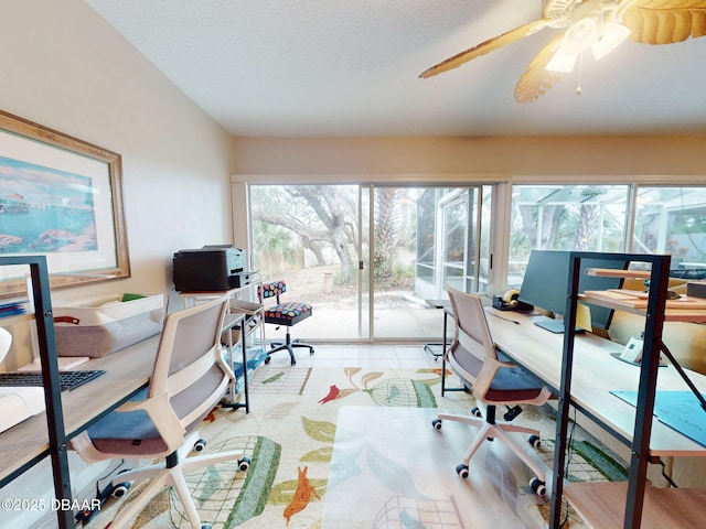 home office with ceiling fan