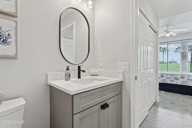 4650 Links Village Dr Unit B103, Ponce Inlet, FL 32127 - bathroom with a ceiling fan, vanity, and ensuite bathroom