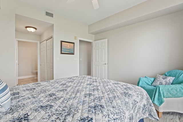 4650 Links Village Dr Unit B103, Ponce Inlet, FL 32127 - bedroom featuring ceiling fan and a closet
