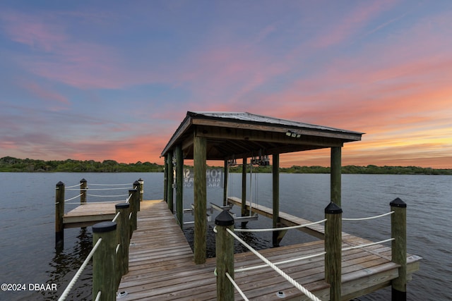 dock area featuring a water view