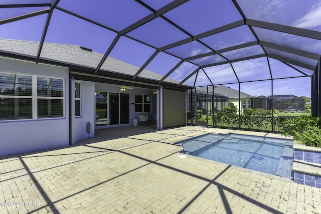 786 Jollymon Way, Daytona Beach, FL 32124 - outdoor pool featuring ceiling fan, a patio, and a lanai