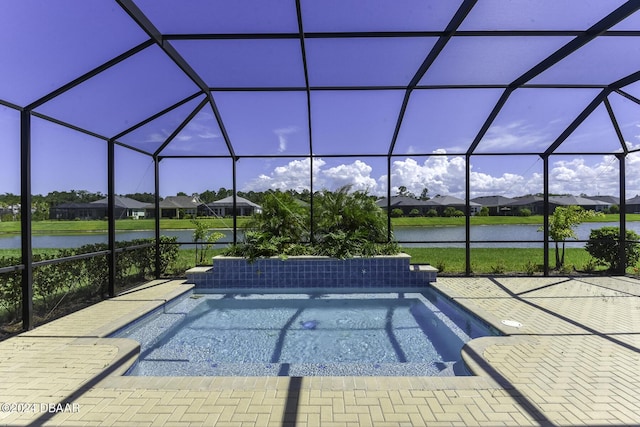 786 Jollymon Way, Daytona Beach, FL 32124 - outdoor pool featuring a water view, a patio area, a lanai, and a residential view