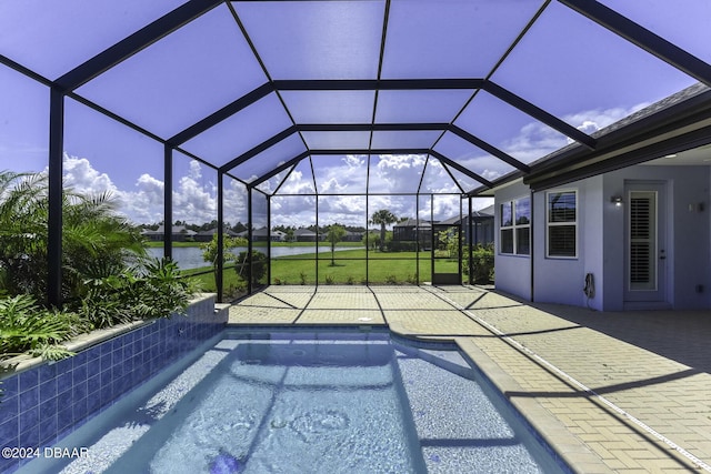 786 Jollymon Way, Daytona Beach, FL 32124 - outdoor pool with a water view, a patio, and glass enclosure