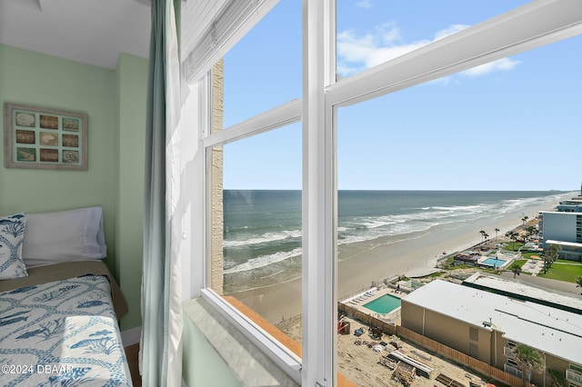 interior space with a view of the beach