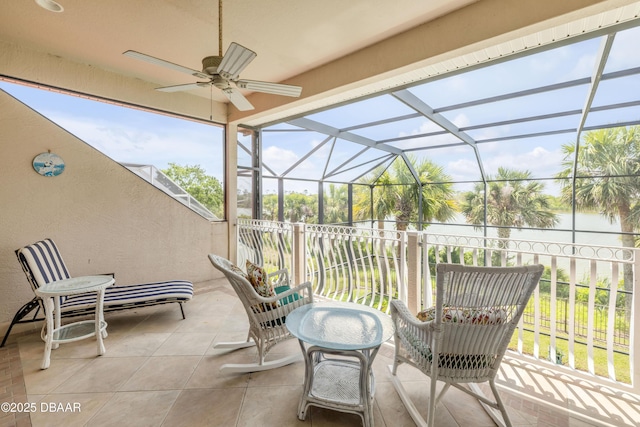 100 Emerald Lake Dr, Palm Coast, FL 32137 - view of patio / terrace with a ceiling fan and glass enclosure