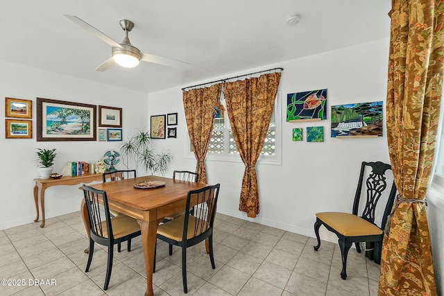 dining room with ceiling fan