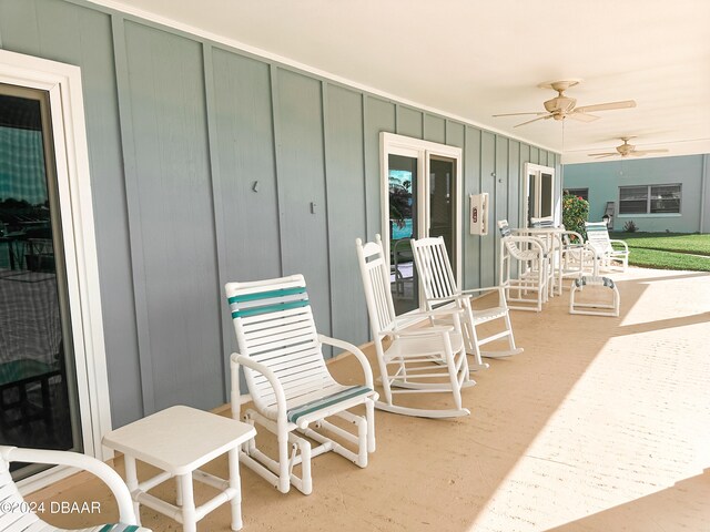 view of patio with ceiling fan