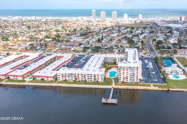 bird's eye view featuring a water view