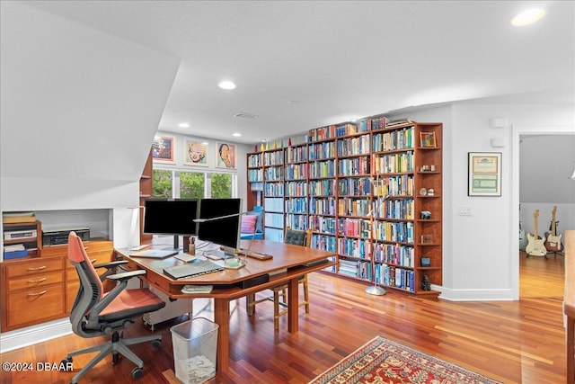 110 Ocean Way Dr, Ponce Inlet, FL 32127 - office area featuring wood finished floors, recessed lighting, and baseboards