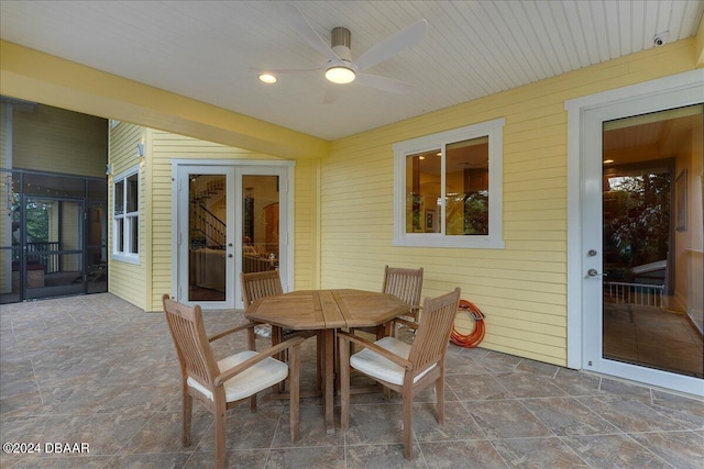 110 Ocean Way Dr, Ponce Inlet, FL 32127 - view of patio with ceiling fan, outdoor dining space, and french doors
