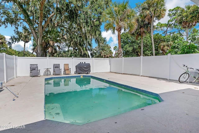 view of pool with grilling area and a patio area