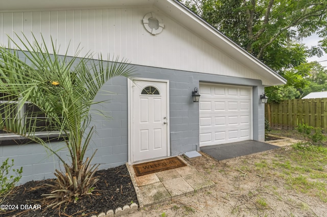 view of garage