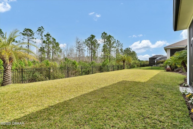 view of yard featuring a fenced backyard