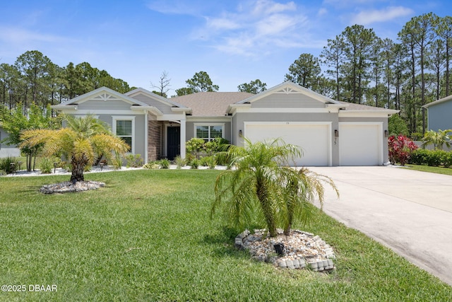 75 Trailmark Ct, Ormond Beach, FL 32174 - view of front of house with concrete driveway, an attached garage, and a front yard