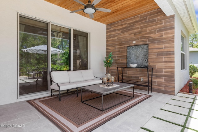 75 Trailmark Ct, Ormond Beach, FL 32174 - view of patio featuring ceiling fan and outdoor lounge area