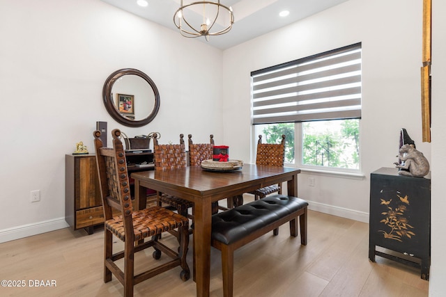 75 Trailmark Ct, Ormond Beach, FL 32174 - dining room with a chandelier, light wood-type flooring, and recessed lighting