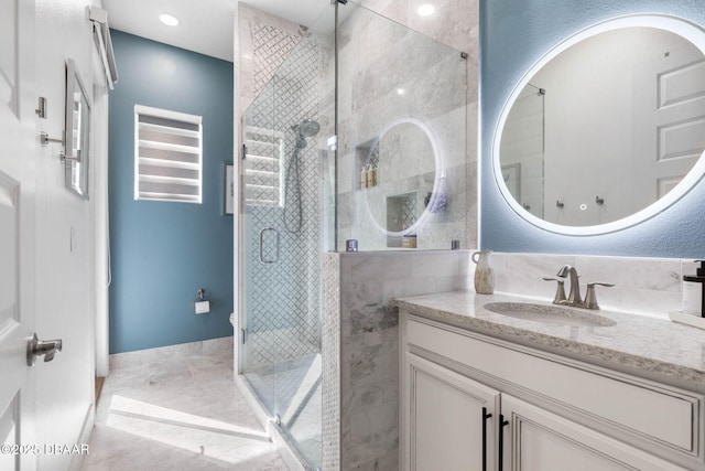 75 Trailmark Ct, Ormond Beach, FL 32174 - bathroom featuring vanity and a shower stall