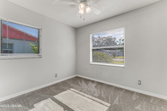 916 Kathy St, Daytona Beach, FL 32114 - empty room featuring carpet floors, a ceiling fan, baseboards, and a textured ceiling
