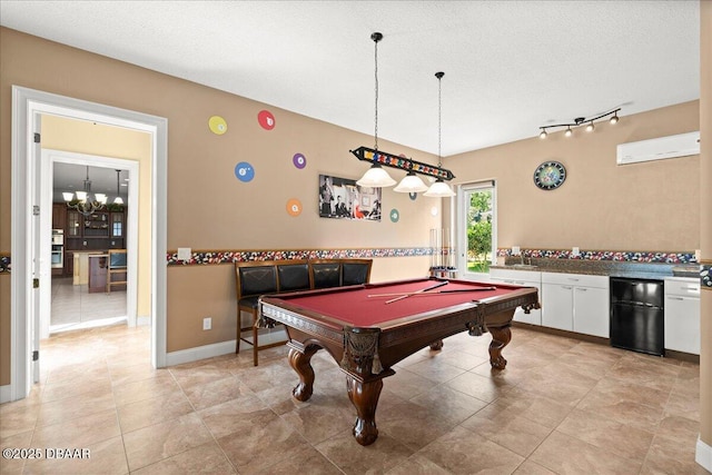 36 Allenwood Look, Ormond Beach, FL 32174 - rec room with billiards table, a chandelier, rail lighting, and light tile patterned floors