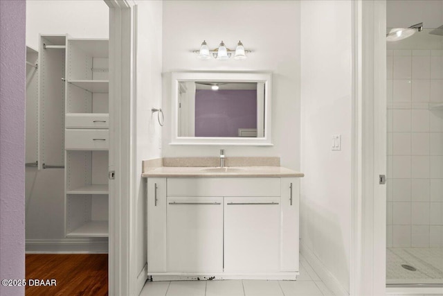 36 Allenwood Look, Ormond Beach, FL 32174 - full bath featuring a shower stall, vanity, and wood finished floors