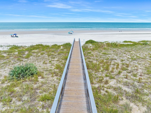 property view of water with a beach view