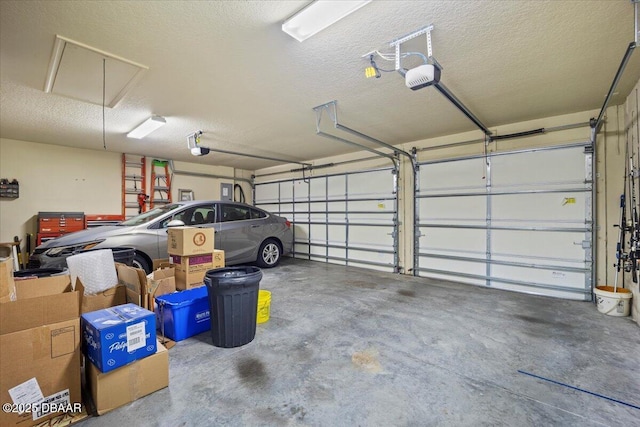 garage with a garage door opener