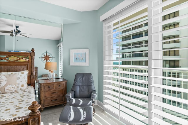 bedroom featuring ceiling fan