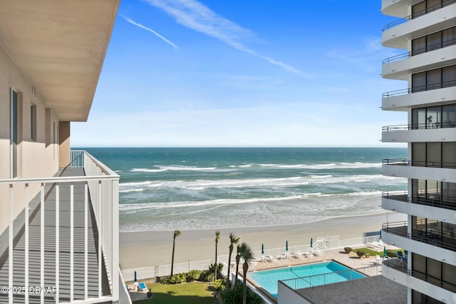 view of water feature featuring a view of the beach