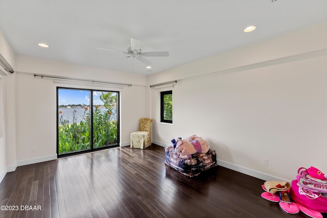 200 John Anderson Dr, Ormond Beach, FL 32176 - rec room with recessed lighting, a ceiling fan, wood finished floors, and baseboards