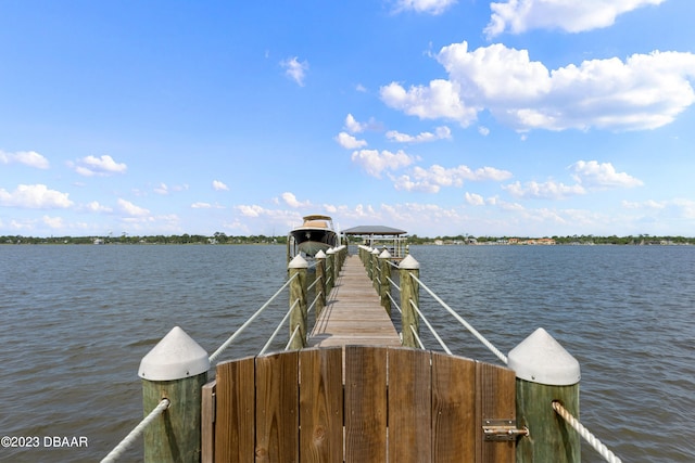 view of dock featuring a water view