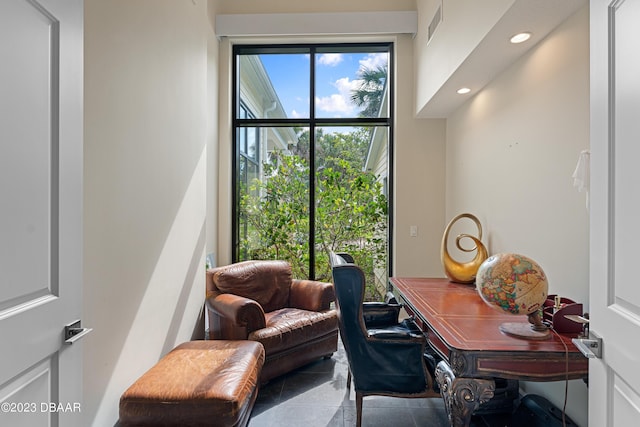 200 John Anderson Dr, Ormond Beach, FL 32176 - tiled home office featuring recessed lighting