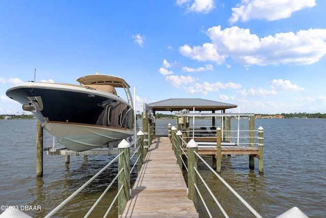 view of dock featuring a water view