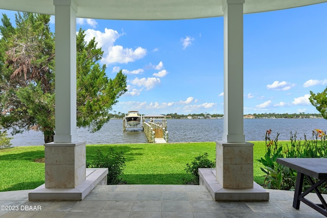 200 John Anderson Dr, Ormond Beach, FL 32176 - view of patio with a water view and a dock