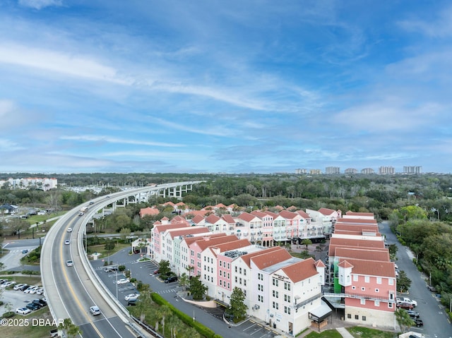 bird's eye view with a city view