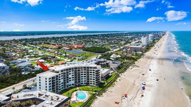 915 Ocean Shore Blvd Unit 801, Ormond Beach, FL 32176 - bird's eye view of waterfront with a beach and a pool