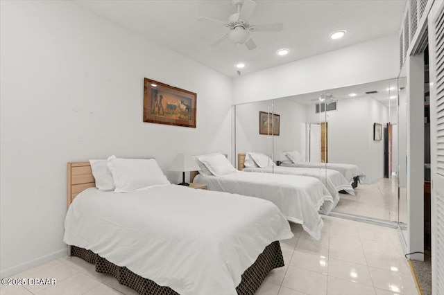 915 Ocean Shore Blvd Unit 801, Ormond Beach, FL 32176 - bedroom featuring light tile patterned floors, recessed lighting, and baseboards