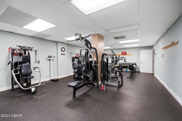 gym with a drop ceiling