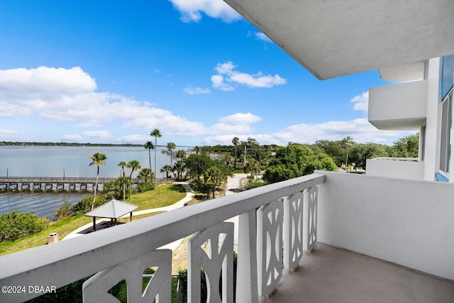 balcony with a water view